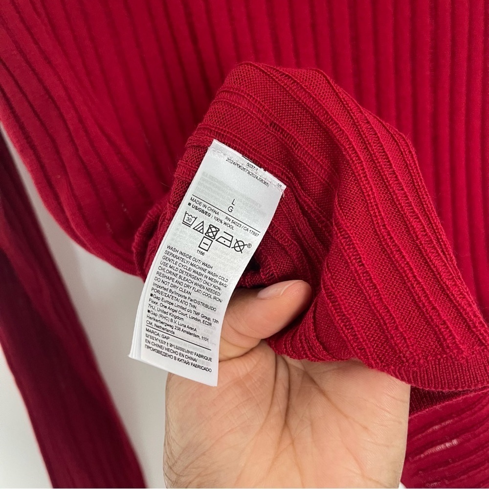 Cult Gaia x GAP Red Ribbed Wool Mock Neck Sweater NWT Size Large - Picture 6 of 9